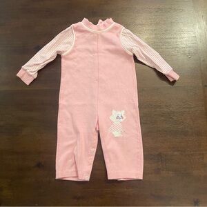 Vintage Tickled Pink one piece 18 months girls‎ pink outfit with cat